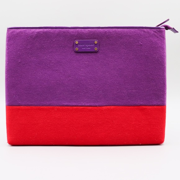 Kate Spade New York Handbags - Kate Spade New York Purple Red Felt Colorblock 15.25"x11.25" Large Zipper Pouch